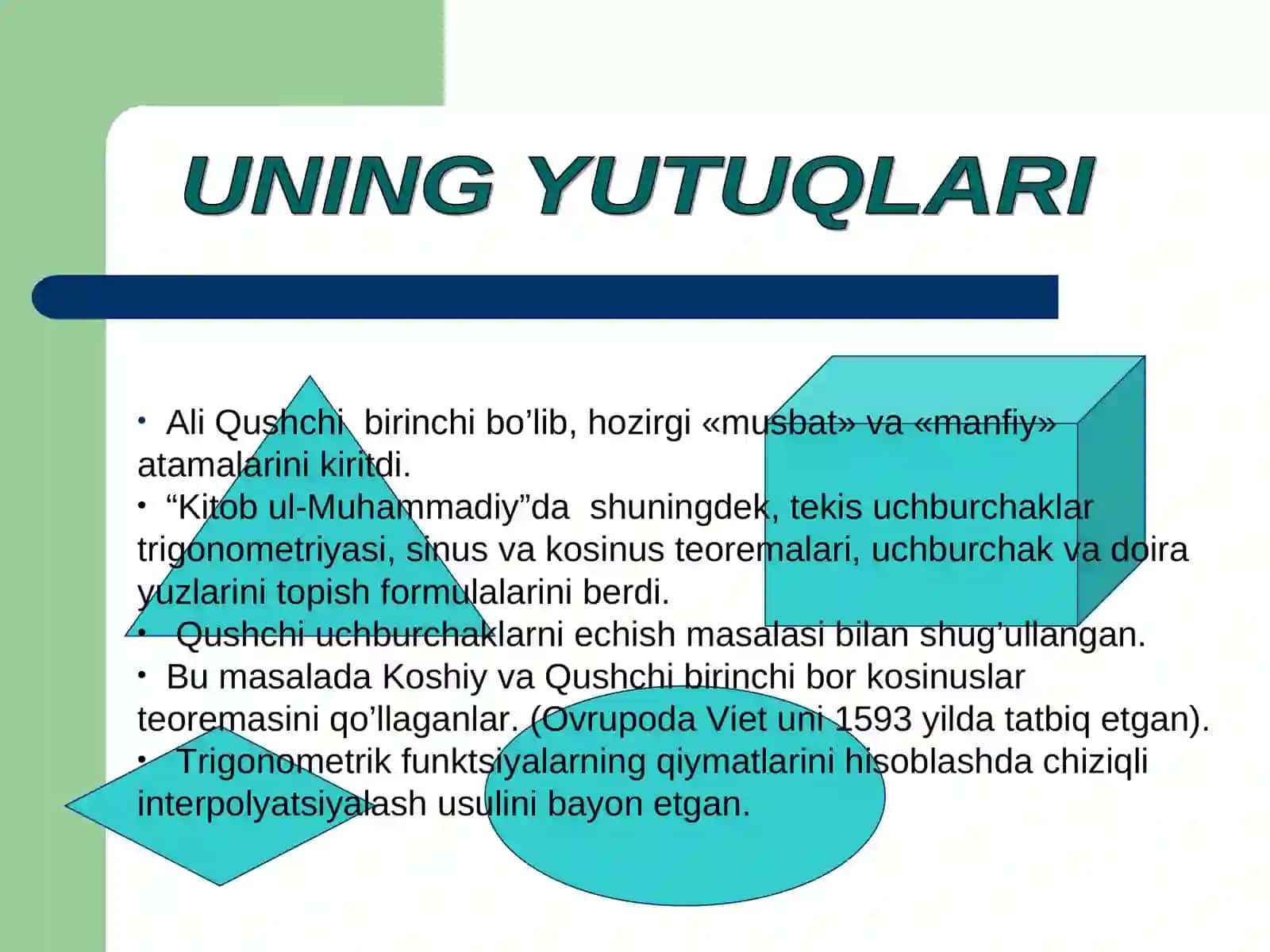 Alouddin Ali ibn Muhammad al-Qushchi ilmiy merosining bugungi kunda keng o'rganilishi. 4