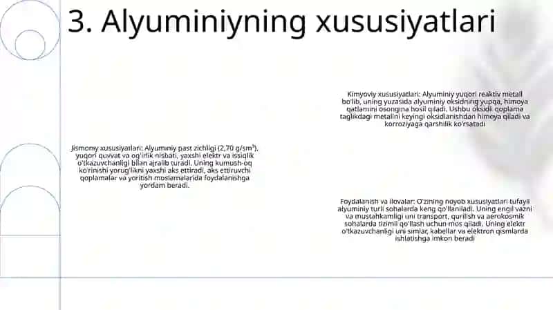 Alyuminiy Va Uning Birikmalarini Olinishi Va Xossalari 4