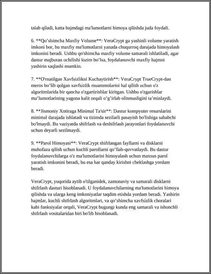 Mavzu: VERACRYPT DASTURIY VOSITASI YORDAMIDA MA'LUMOTLARNI HIMOYALASH 4