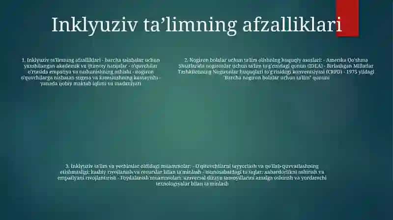 Imkoniyati Cheklangan Bolalarni Ta'Limga Jalb Etishning Huquqiy Asoslari 4