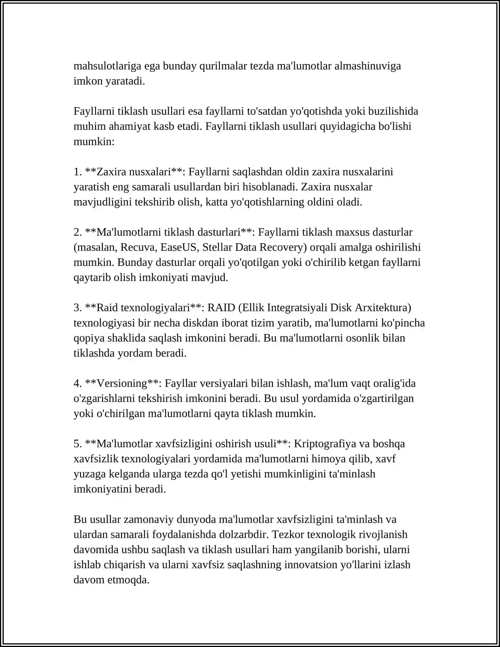 FAYLLAR BILAN ISHLASHNING YANGI USULLARI (1/0 TEXNOLOGIYASI). VORIS SINFLAR YARATISH VA ULAR YORDAMIDA MASALALARNI YECHISH. OB'EKTLAR MASSIVI BILAN ISH YURITISH 4