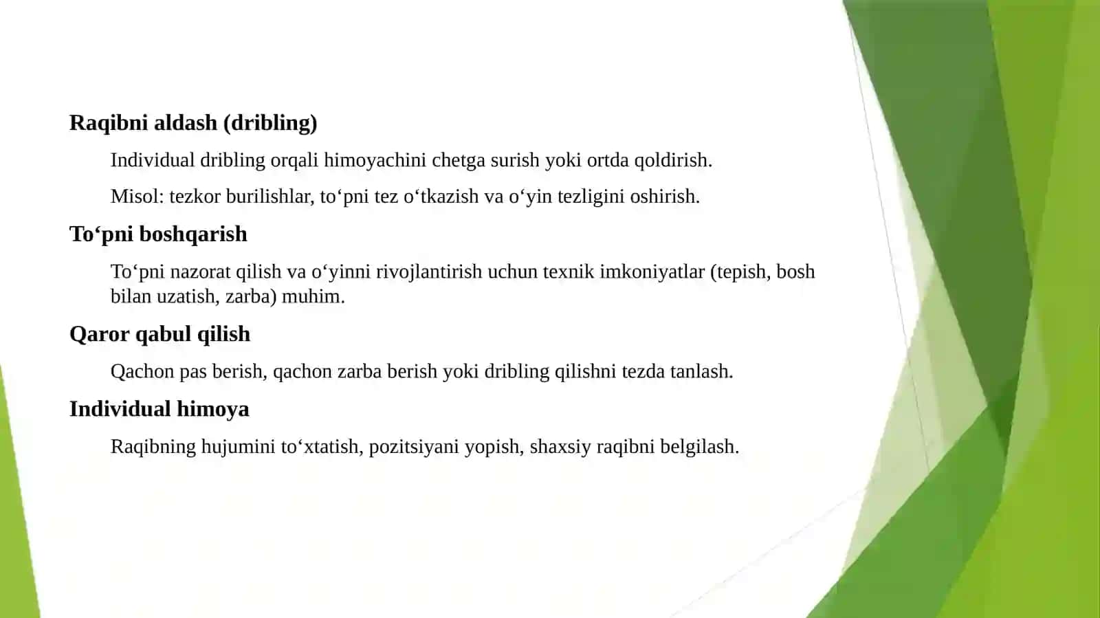 Futbol oʻyinida individual taktika va hujum 4