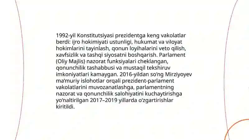 Mustaqillik yillarida davlat boshqaruvi tizimida amalga oshirilgan islohotlar 4