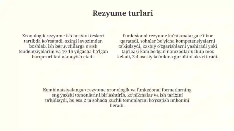 Rezyume va uning turlari 4
