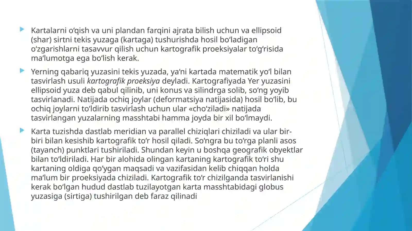 Kartografik proyeksiyalarning turlari 4