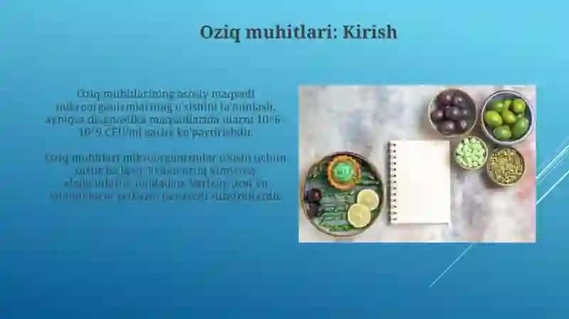 Oziqli muhitlar,tasnifi,qõyilgan talablar 4
