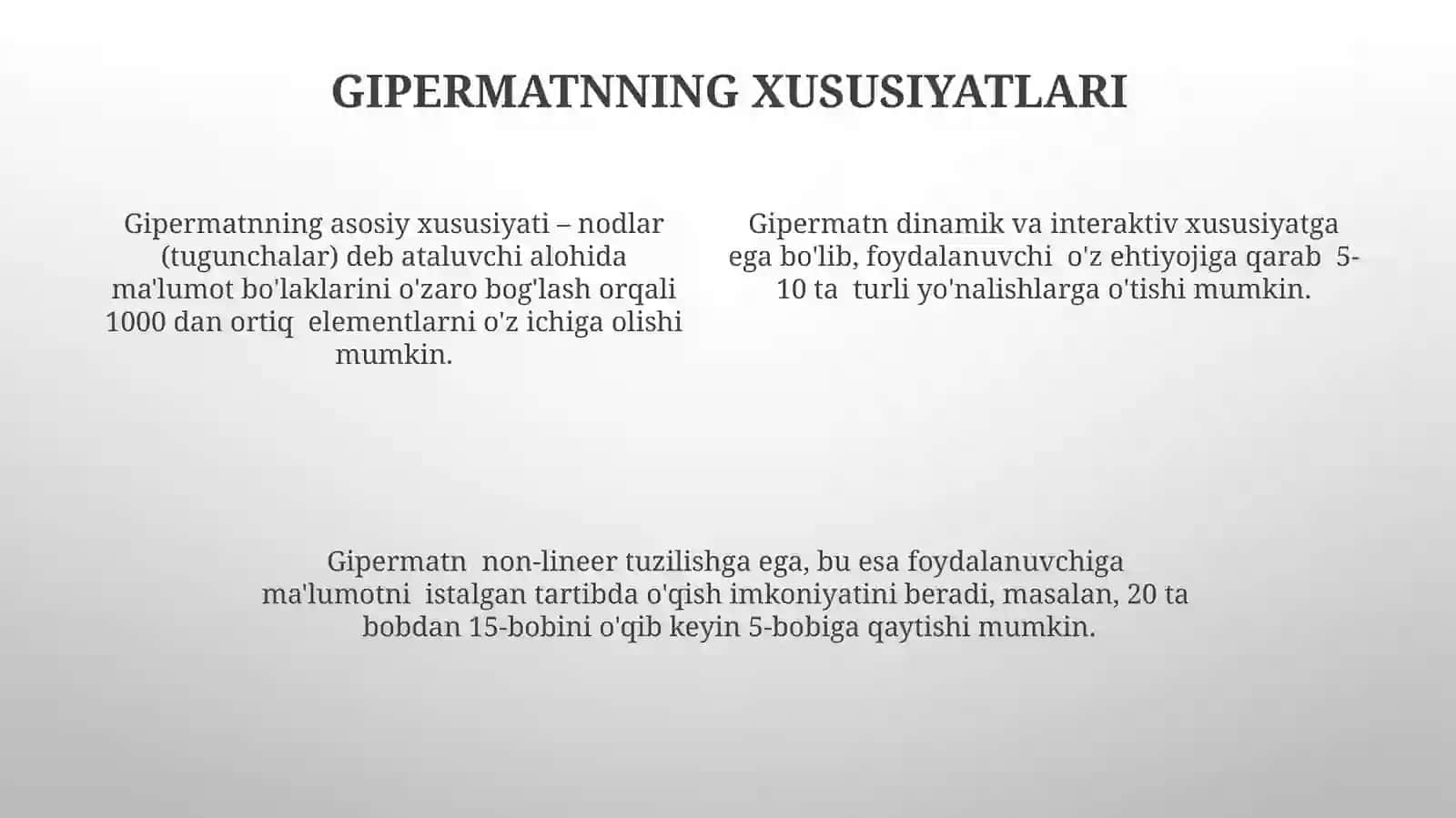 Gipermatn, gipermurojat va gipermedia tushunchalarini tavsiflash 4