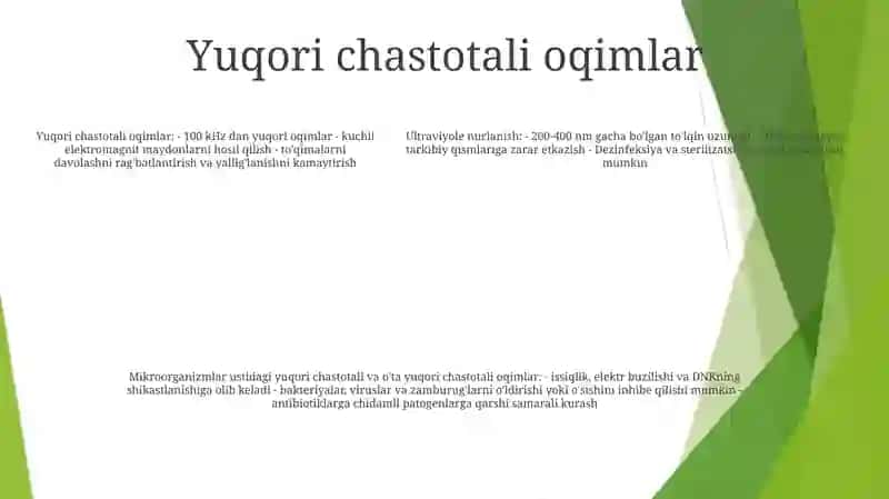 Ultrabinafsha Nurlar, Yuqori Chastotali Va Ultra Yuqori Chastotali Toklarning Mikroorganizmlarga Ta'Siri 4