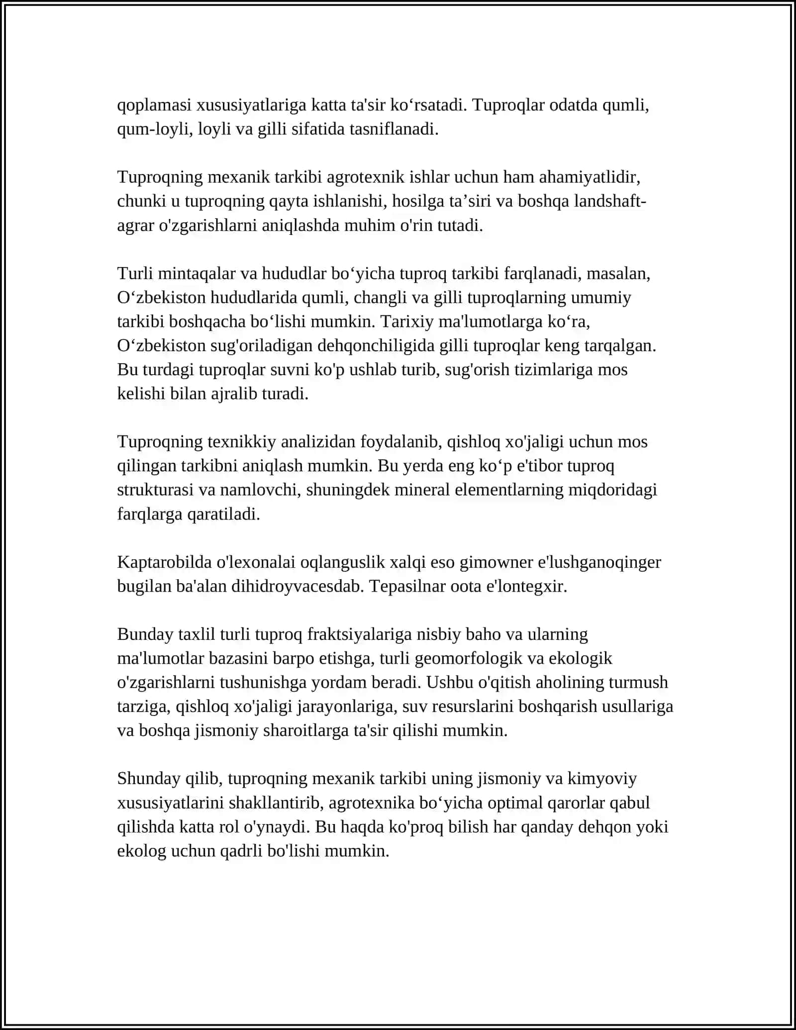 Tuproqning AGROKIMYOVIY XOSSALARI VA ULARNING AHAMIYATI 4