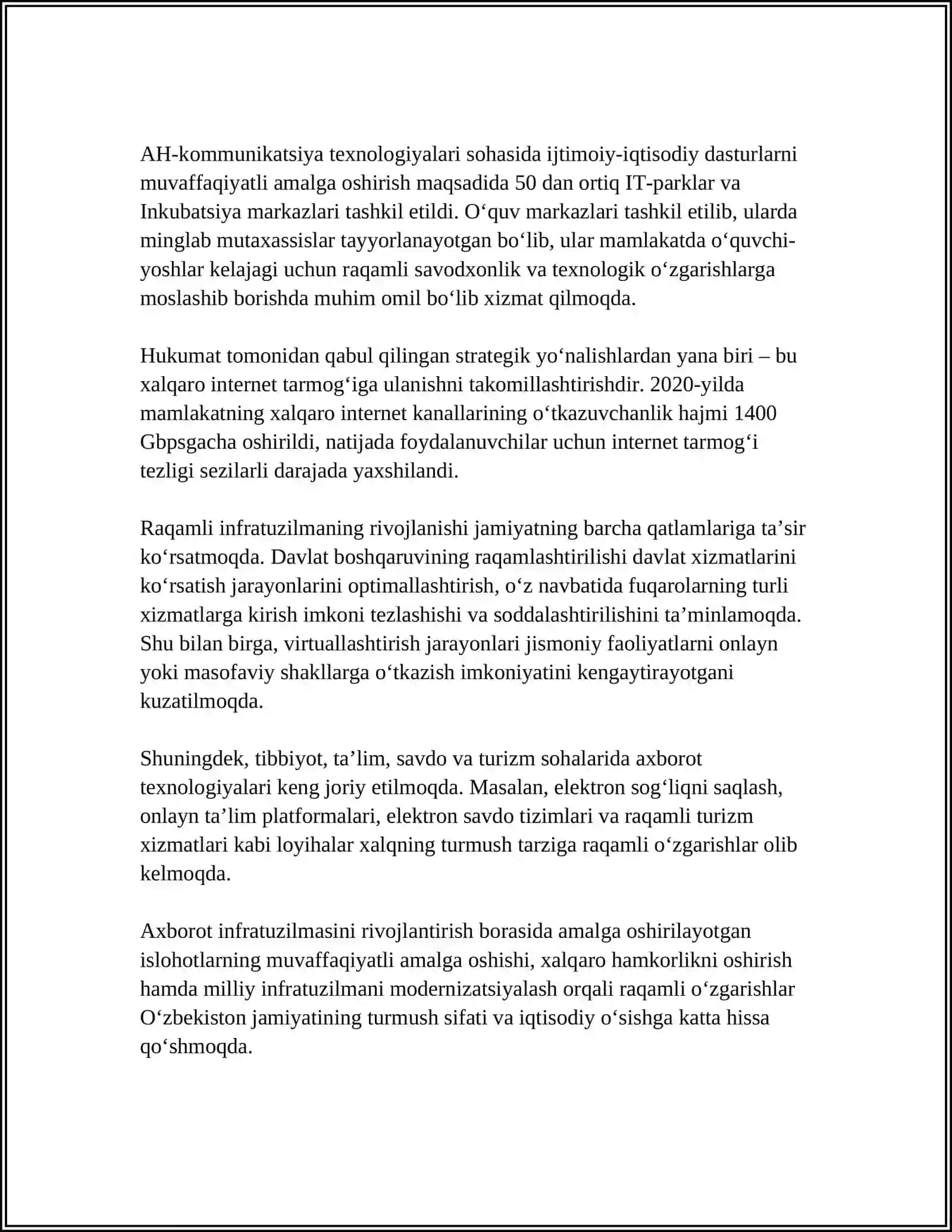 Oʻzbekistonda axborotlashgan jamiyatning xususiyatlar va virtuallashtirish jarayonlari 4