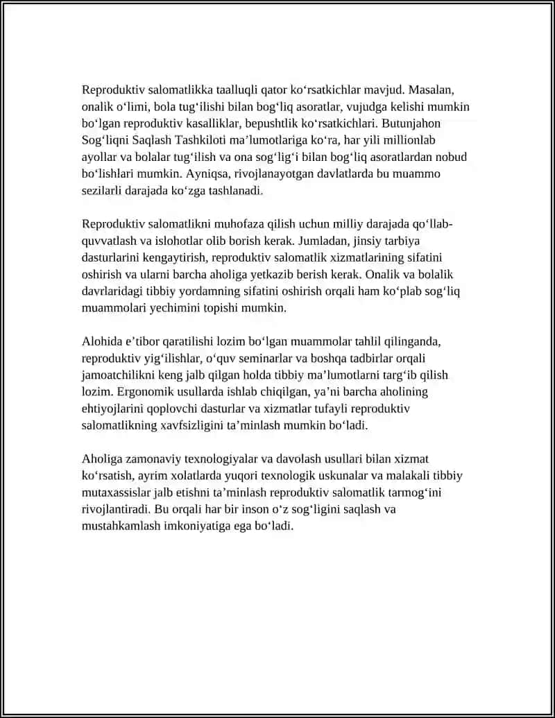 REPRODUKTIV SALOMATLIK.MAQSADLI YOSH GURUHLARI SALOMATLIGINI MUHOFAZA QILISH 4