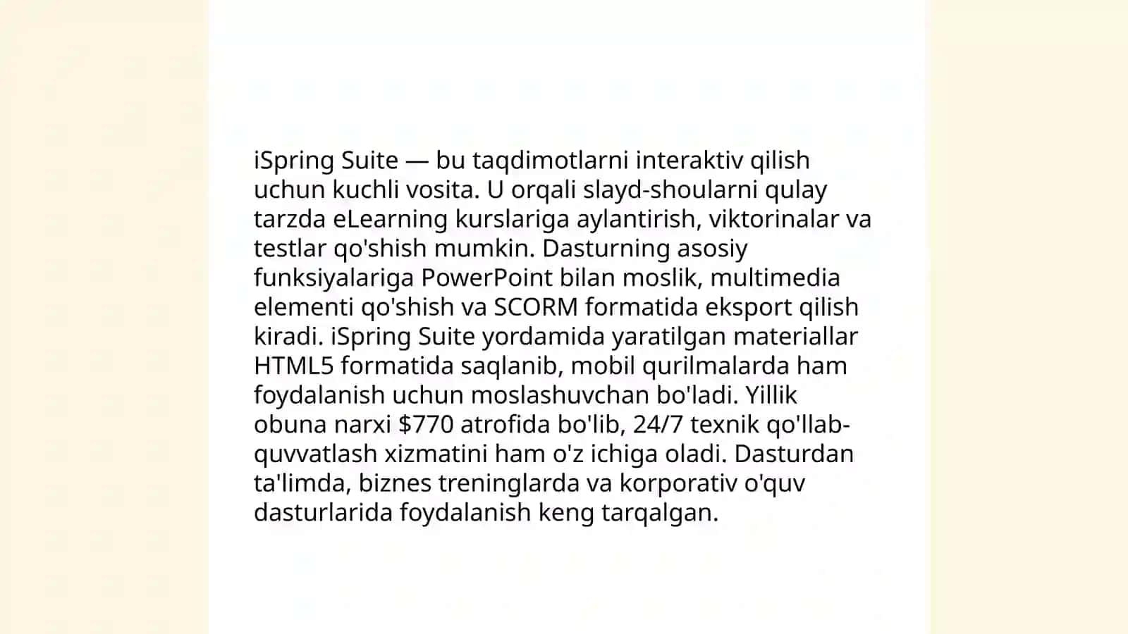 iSpring Suite Hot Potatoes, MyTestX, easy Quizzy dasturlari va ularning imkoniyatlari 4