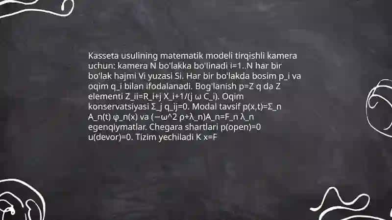 Tirqishli kamerani xisoblash kasseta usulini xisoblash 4