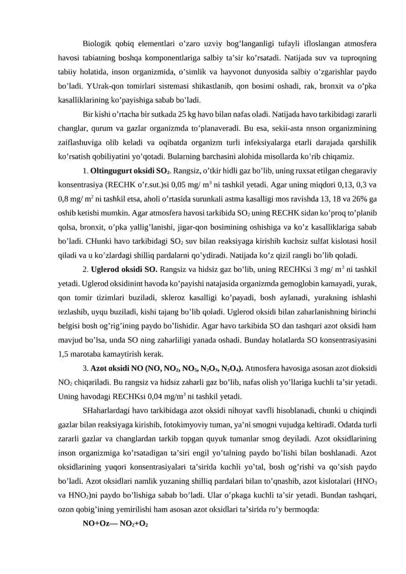 O’zbekiston Respublikasi atmosfera havosining ifloslanishi va uning oqibatlari 4