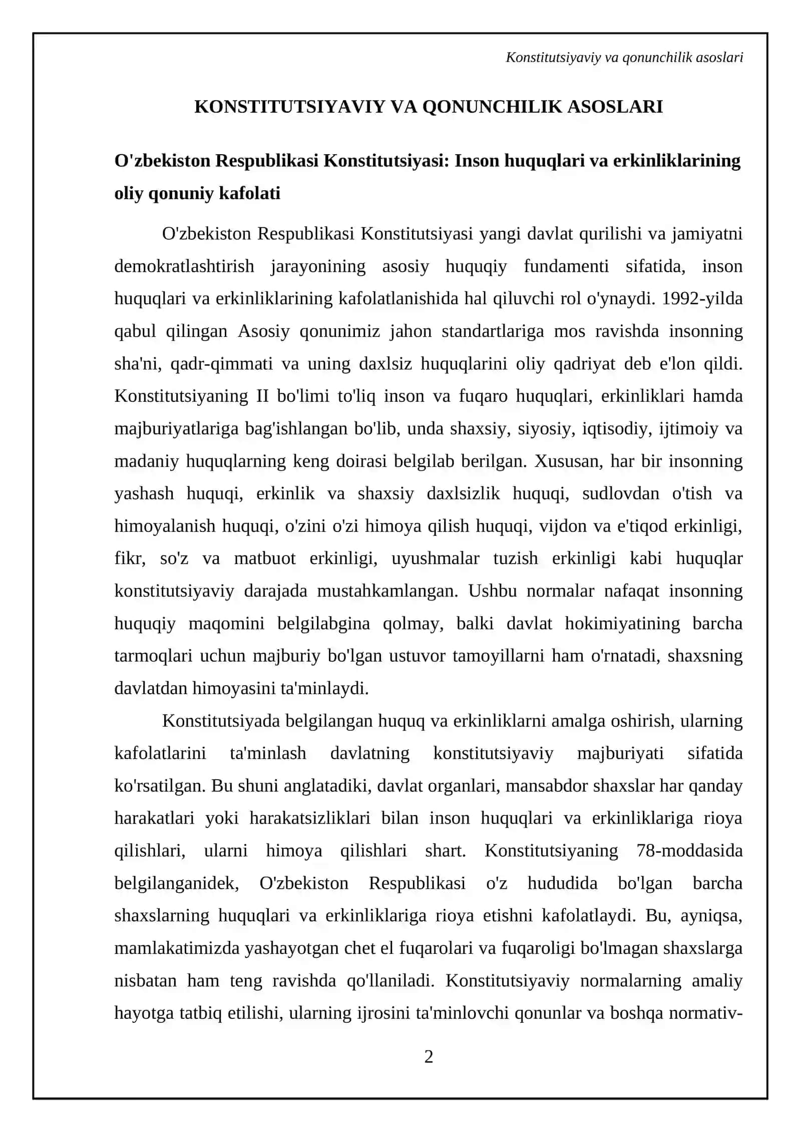 Yangi ozbekistonda inson haq huquqlari va erkinliklari kafolatining yaratilishi 4