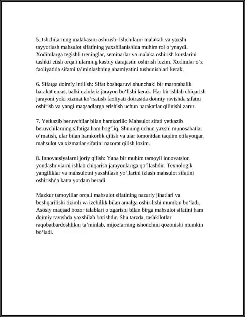 MAHSULOT SIFATI VA SIFAT BOSHQARUVI 4