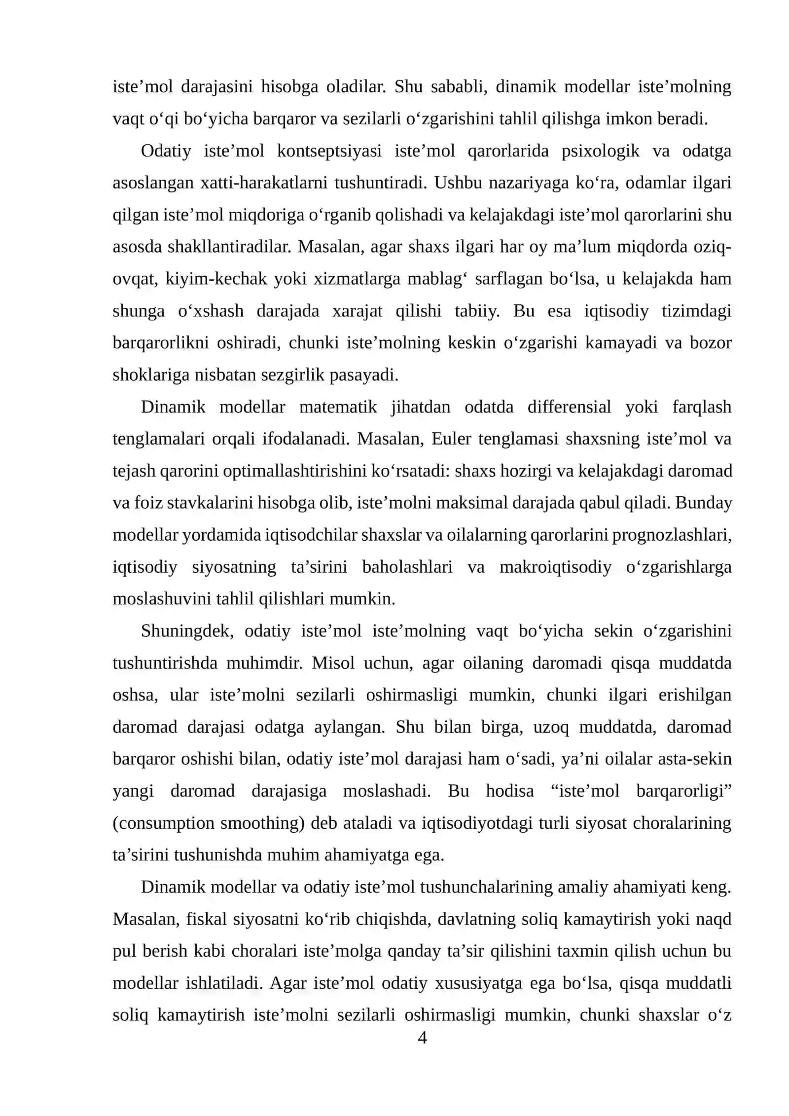 DINAMIK MODELLARIDA ISTE'MOL ODATLARI VA ODATIY ISTE'MOL 4