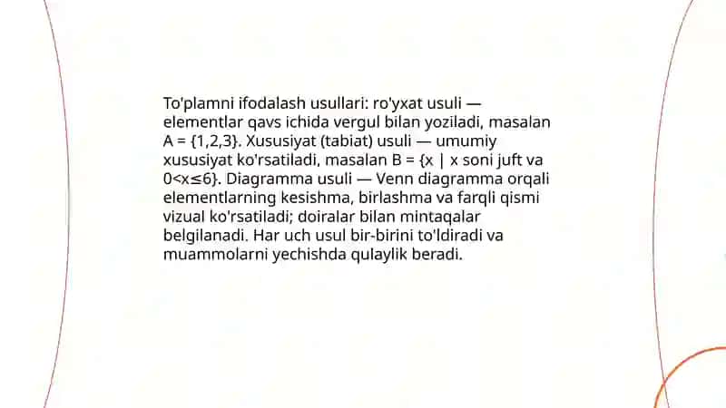 To'plamlar va ular ustida amallar 4