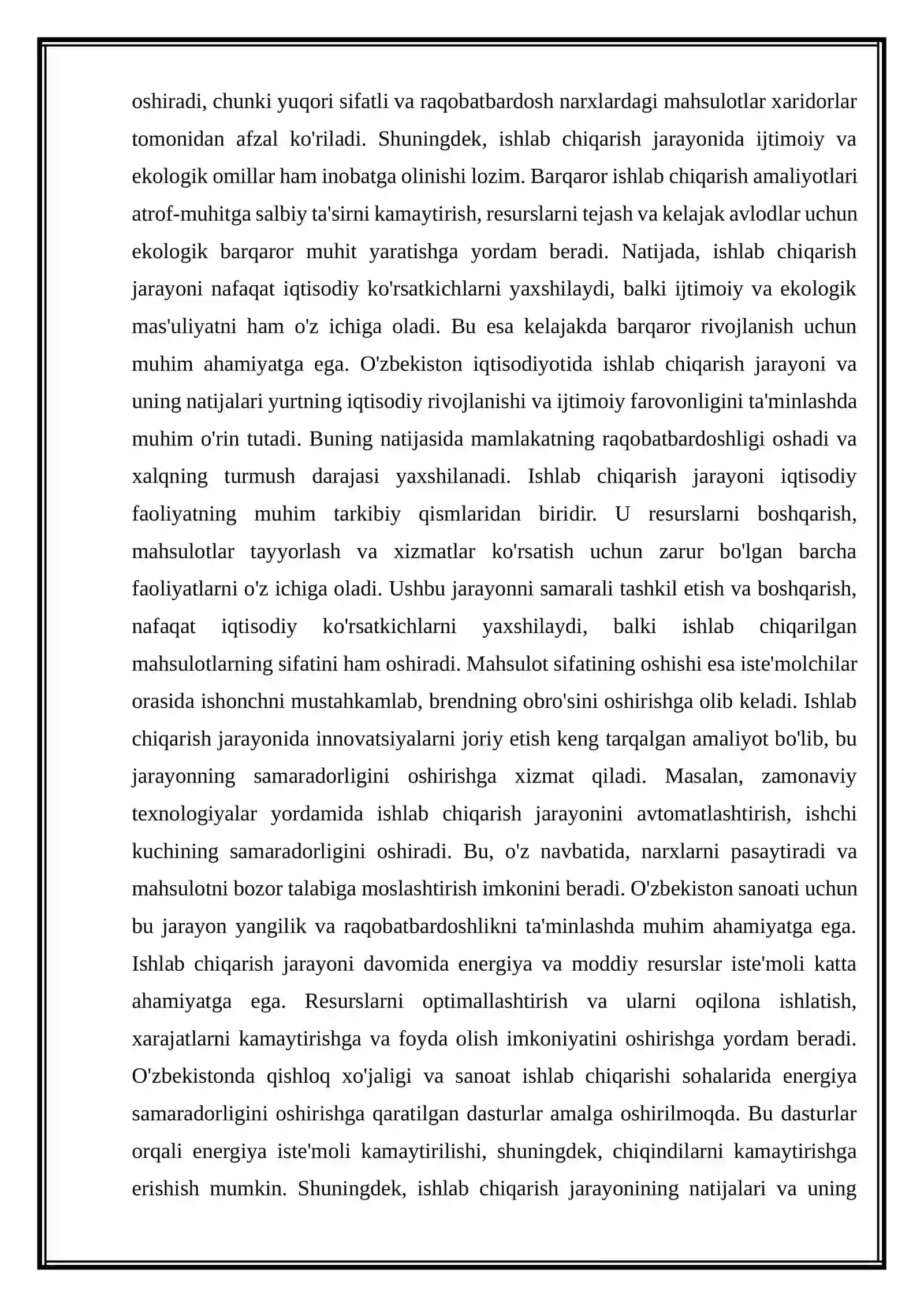 ISHLAB CHIQARISH JARAYONI VA UNING NATIJALARI REFERAT 4