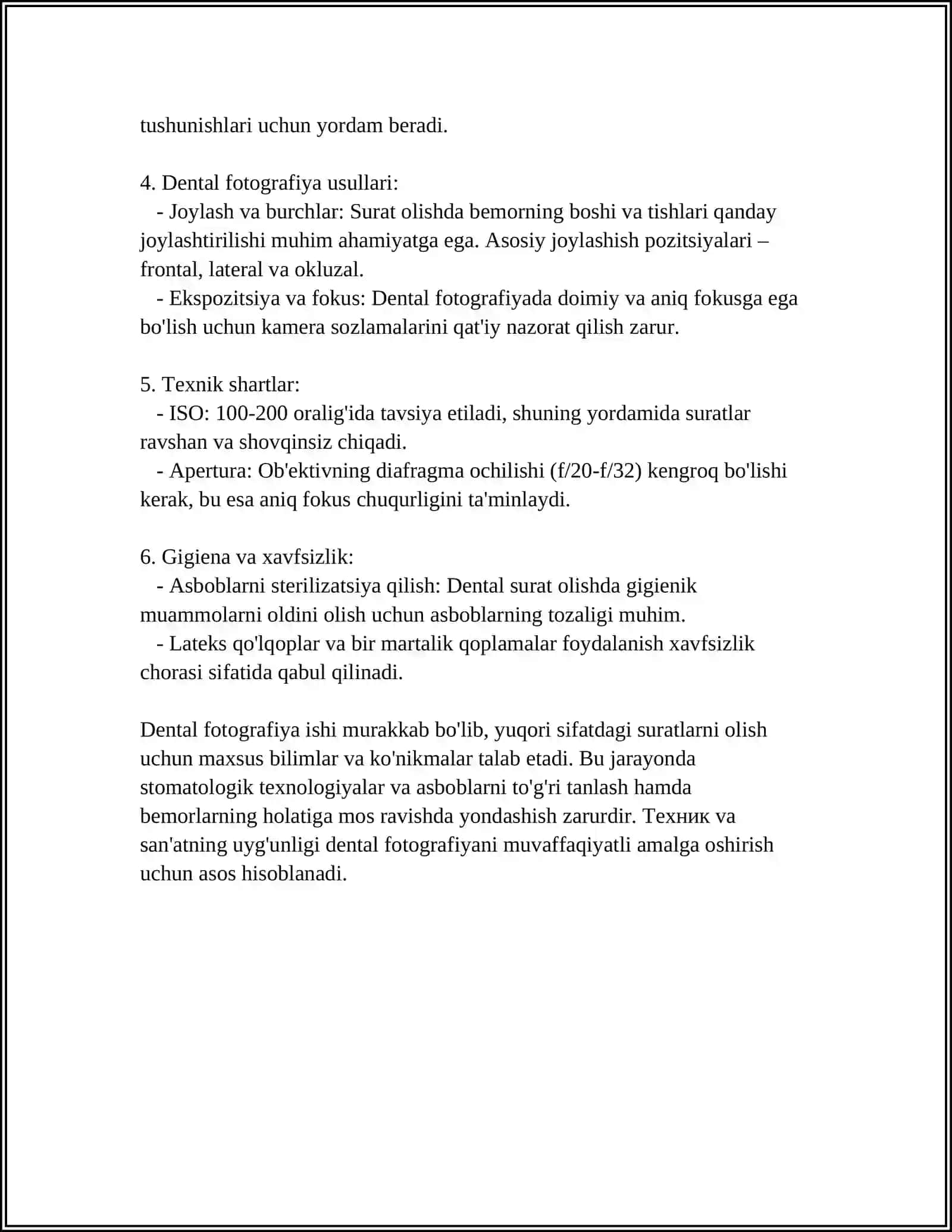 DENTAL FOTOGRAFIYA, FOKUS VA YORITISH 4