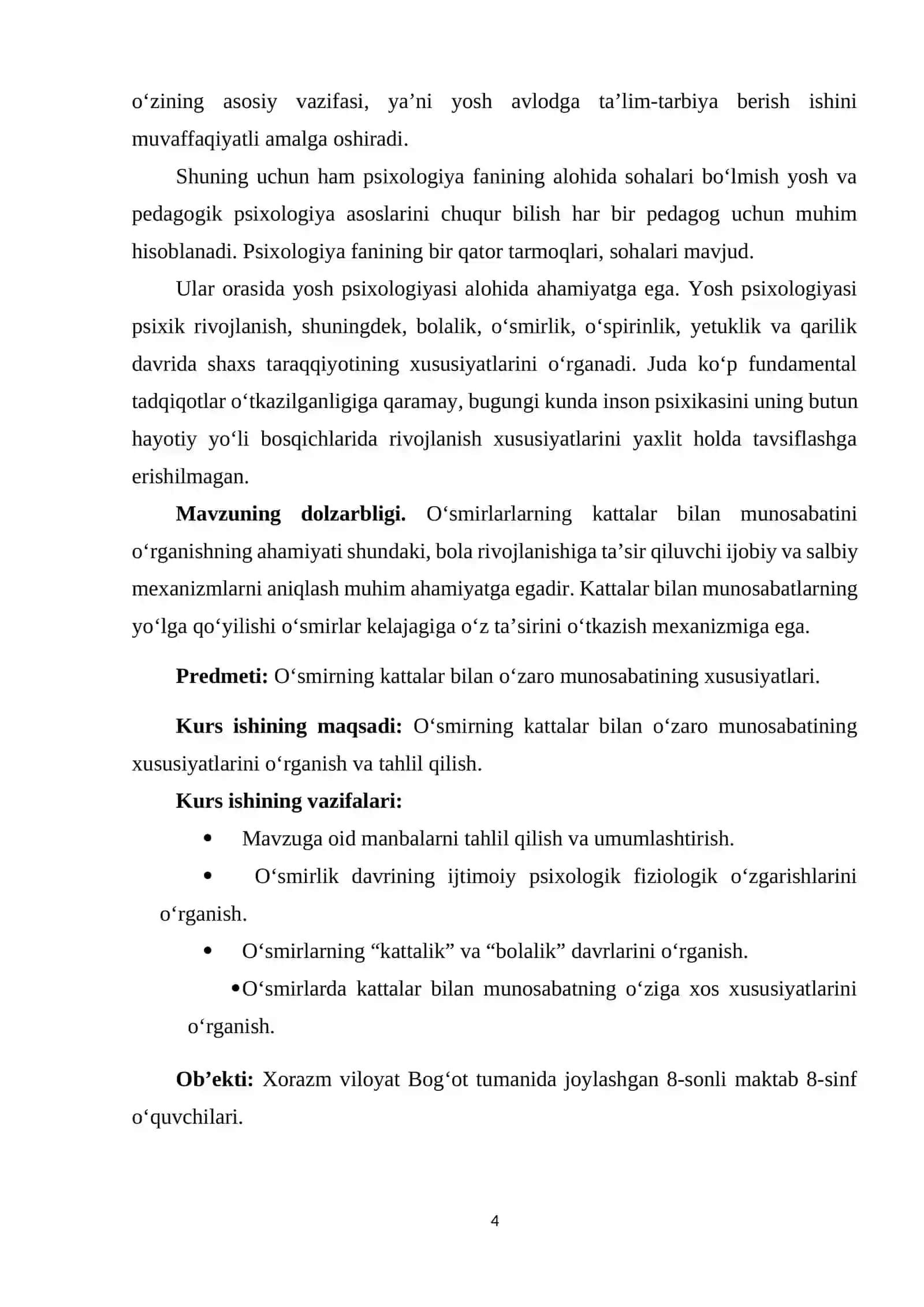 O‘smirning kattalar bilan o‘zaro munosabatining xususiyatlari 4