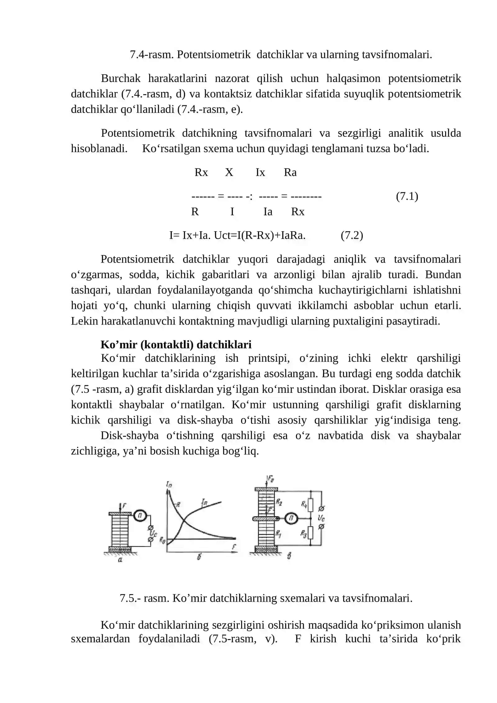 Elektrkontaktli datchiklar. Patentsiometrik, tenzometrik, sig‘imli datchiklar 4