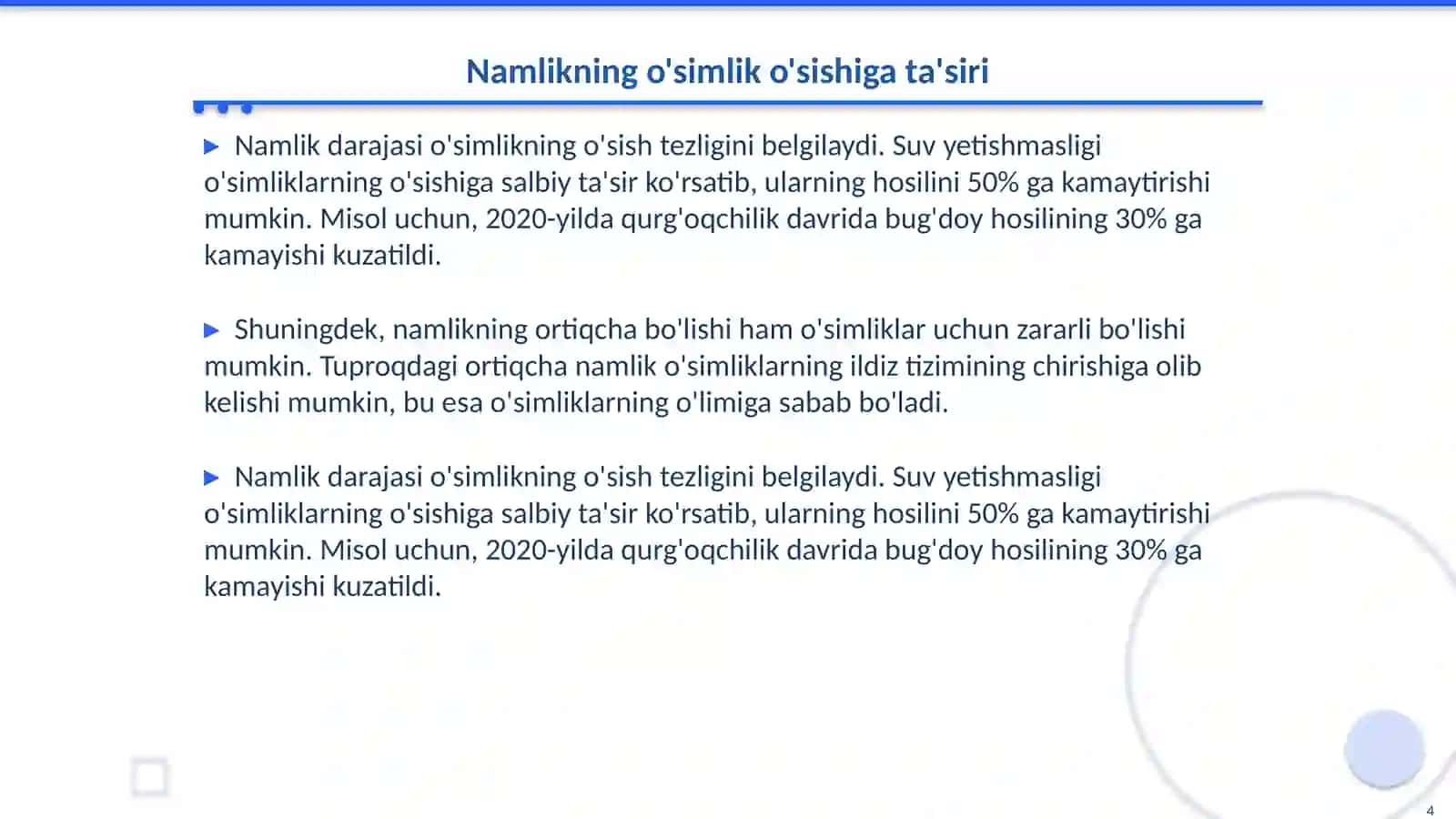 Oʻsimlikka namlik miqdorining ta'siri 4