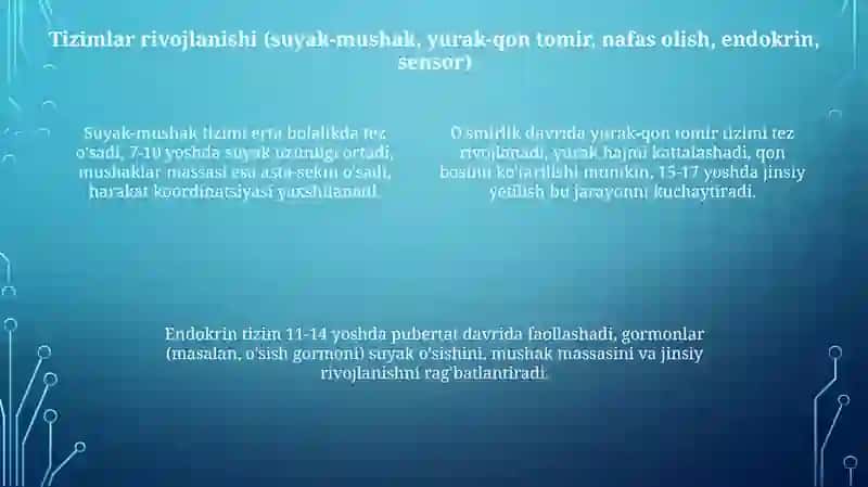 Maktab o'quvchilarining jismoniy rivojlanish bosqichlari 4