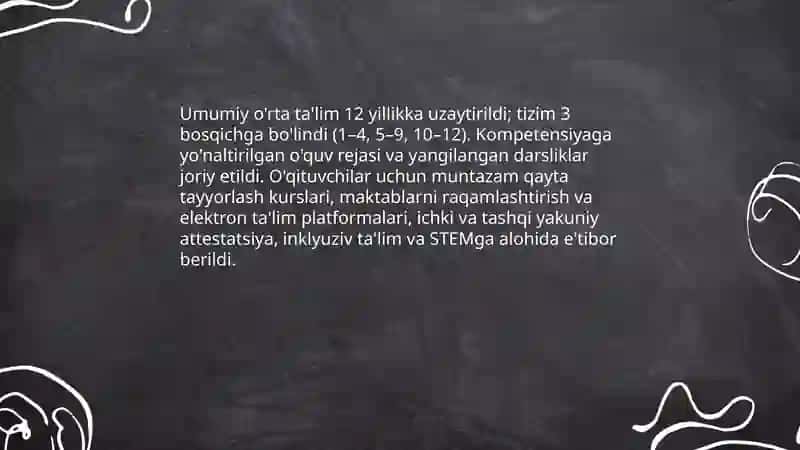 O'zbekiston Respublikasida oliy ta'lim tizimida amalga oshirilgan islohotlar 4