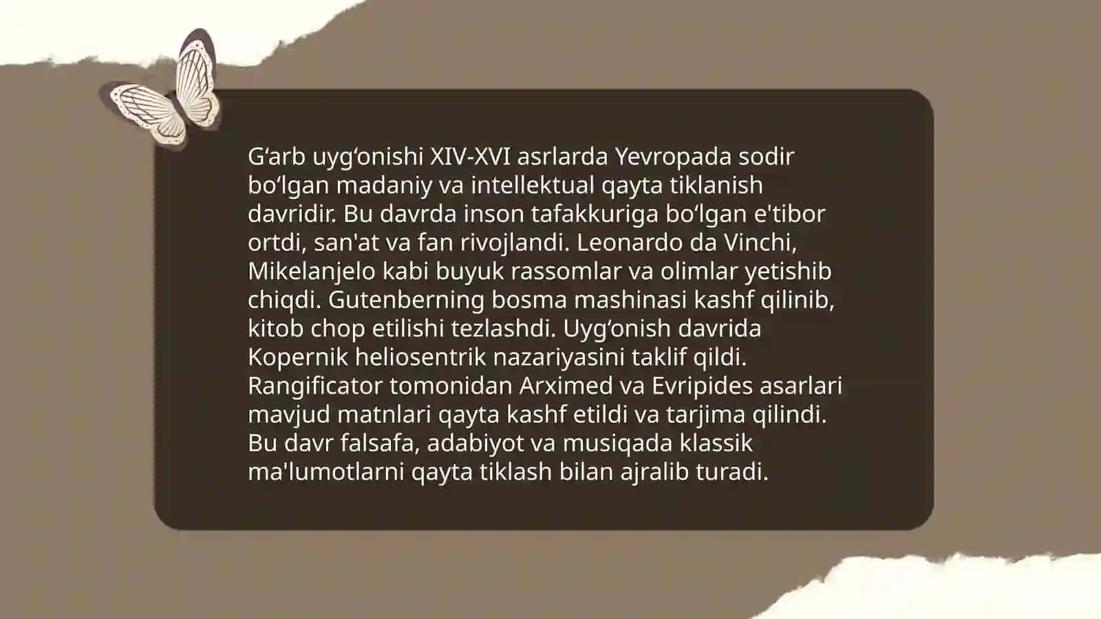 Sharq va Gʻarb uygʻonishi:umumiy va xususiy jihatlar 4