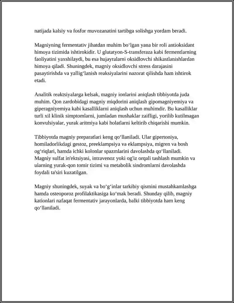 MN+2 KATIONINI TIBBIYOTDA QOLLANISHI VA ANALITIK REAKSIYALARI 4