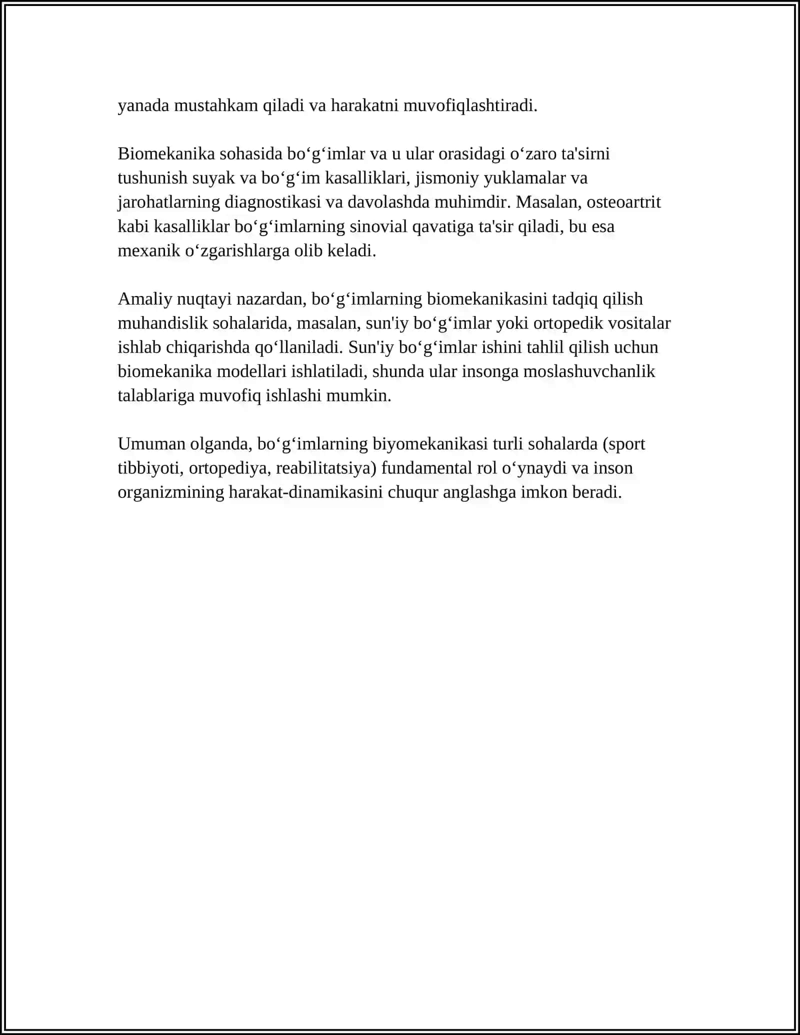 BOʻGʻIMLARNING BIYOMEHANIKASI.BIRLASHMALARNI RENTGENANATOMIYASI 4