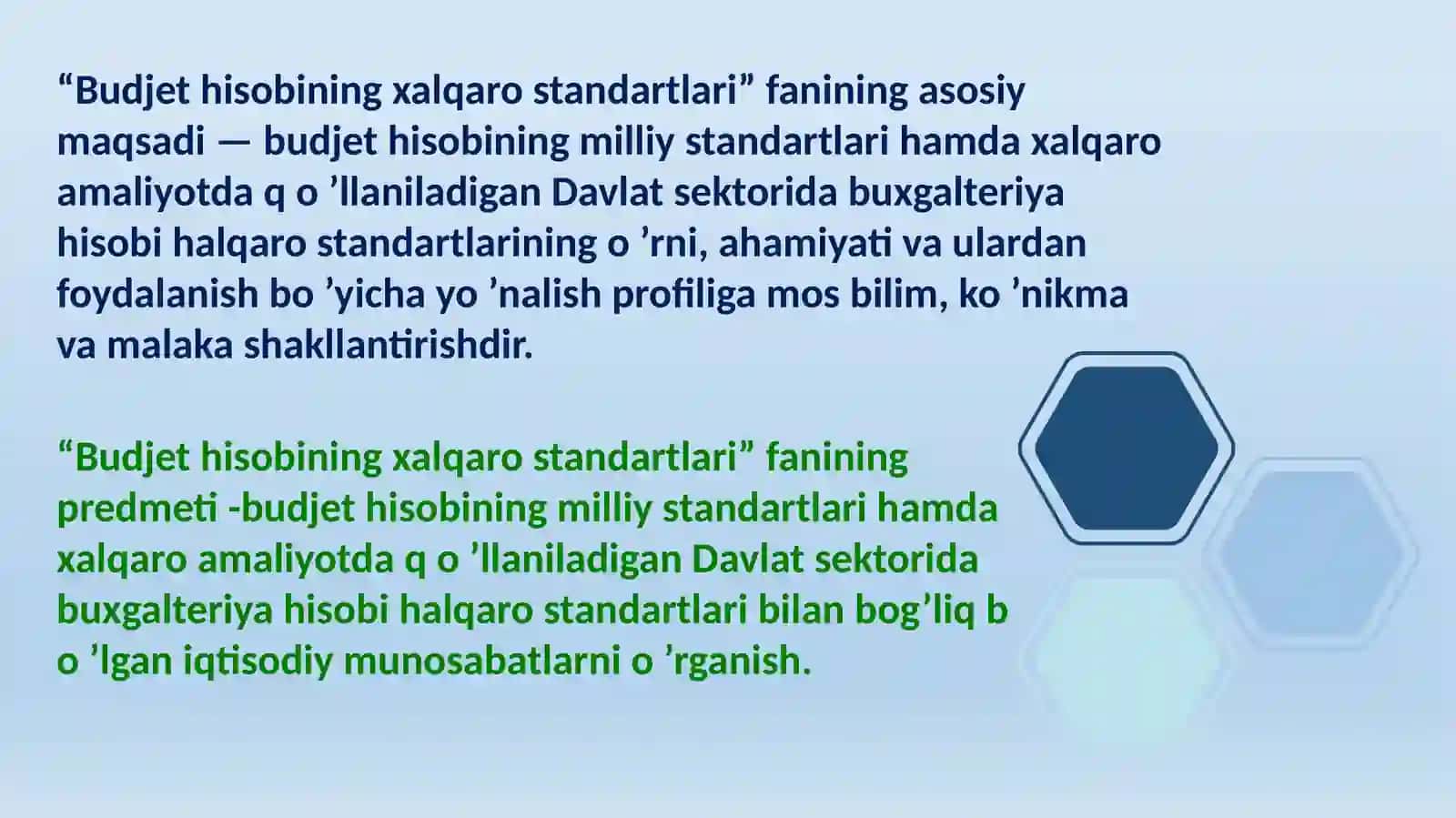 “DAVLAT SEKTORIDA MOLIYAVIY HISOBOTNING XALQARO STANDARTLARI” FANINING PREDMETI VA USLUBIY ASOSLARI 4