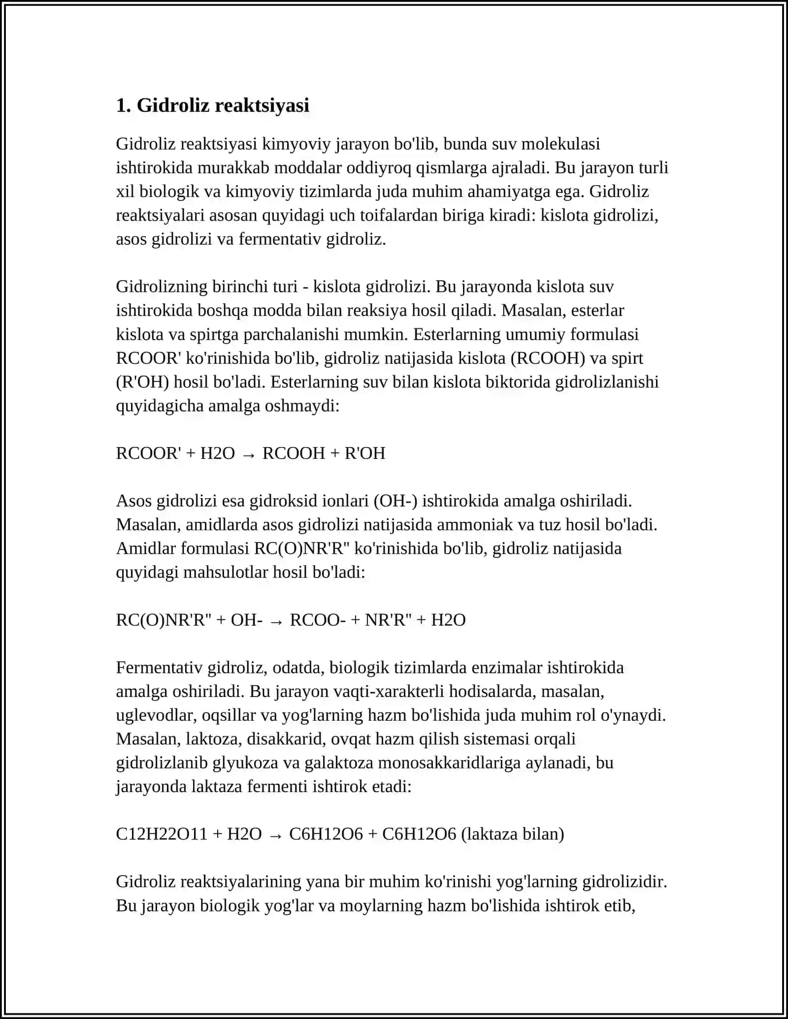 GIDROLIZ REAKSIYASI MUVOZANATIGA TA'SIR ETUVCHI OMILLAR 4