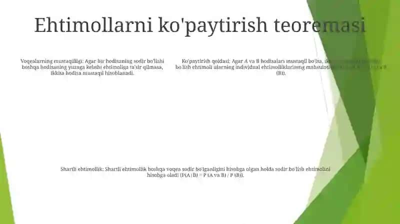 Ehtimolliklarni Qo'Shish Va Ko'Paytirish Teoremasi 4