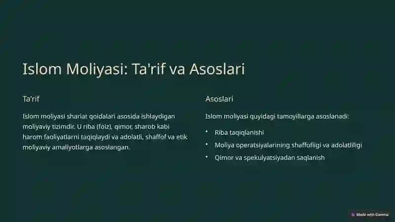 Islom moliyasi va uning rivojlanish tarixi 4
