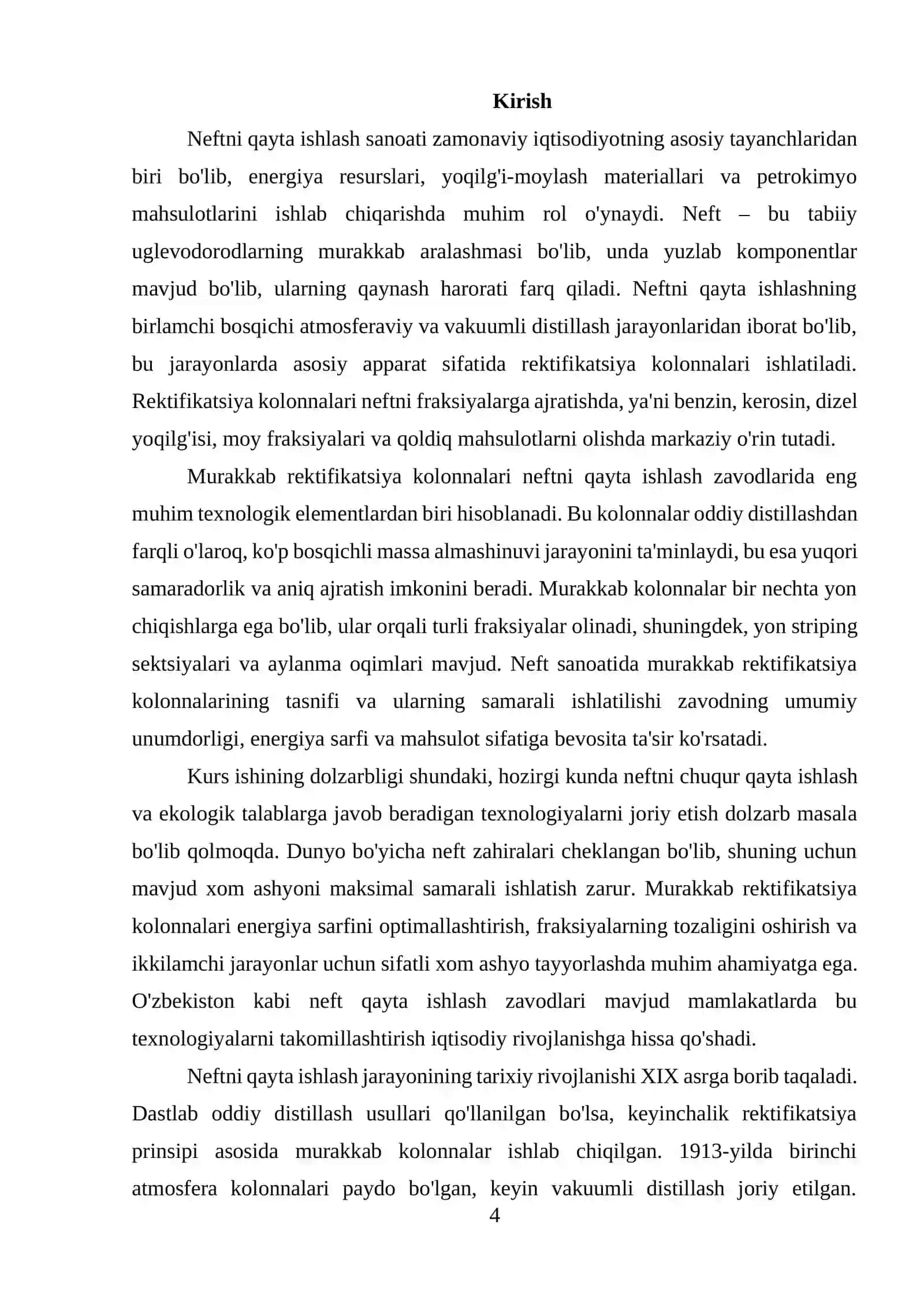 Neftni qayta ishlash zavodlarida murakkab rektifikatsiya kallonalari 4