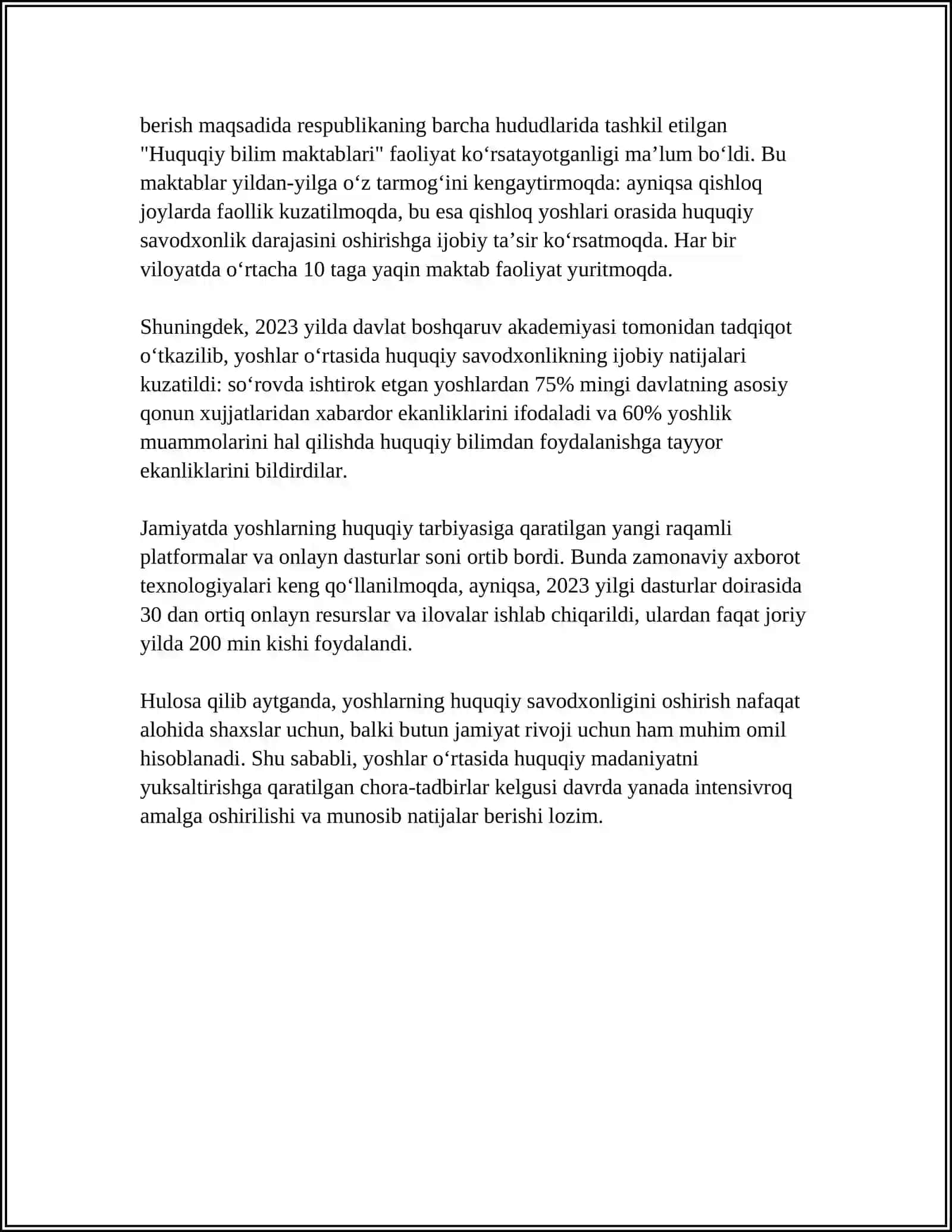 TA’LIM VA TARBIYANI TASHKIL ETISHDA YOSHLAR HUQUQIY SAVODXONLIGINIG AHAMIYATI 4