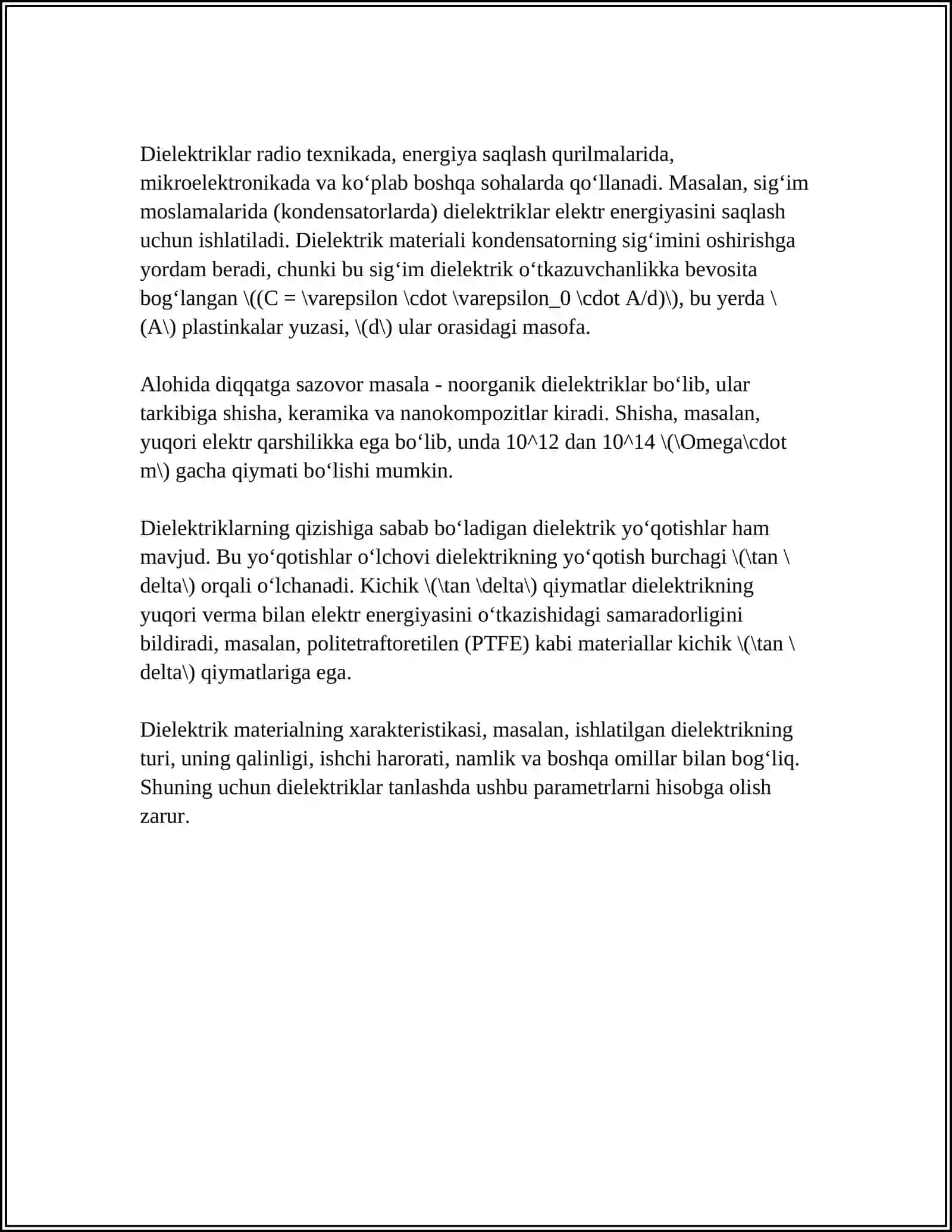 DIELEKTRIKLARNING QUTBLANISHI 4