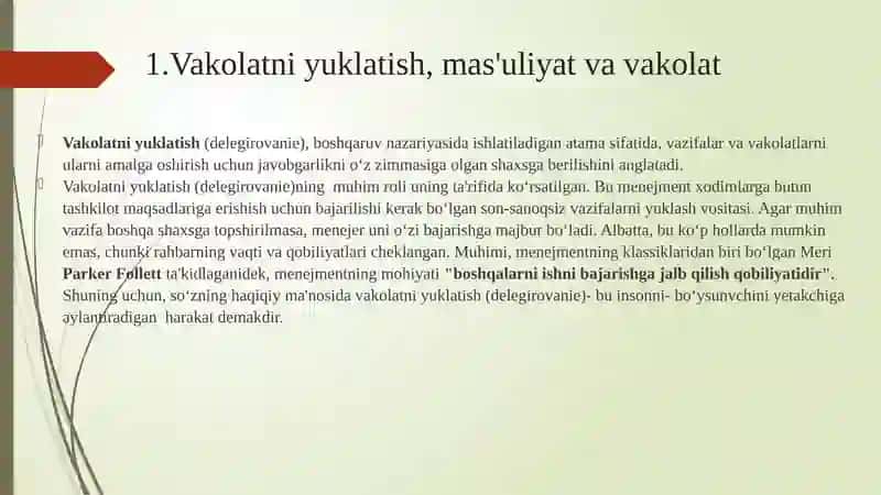O‘zaroharakatlar va vakolatlarni yuklatish 4