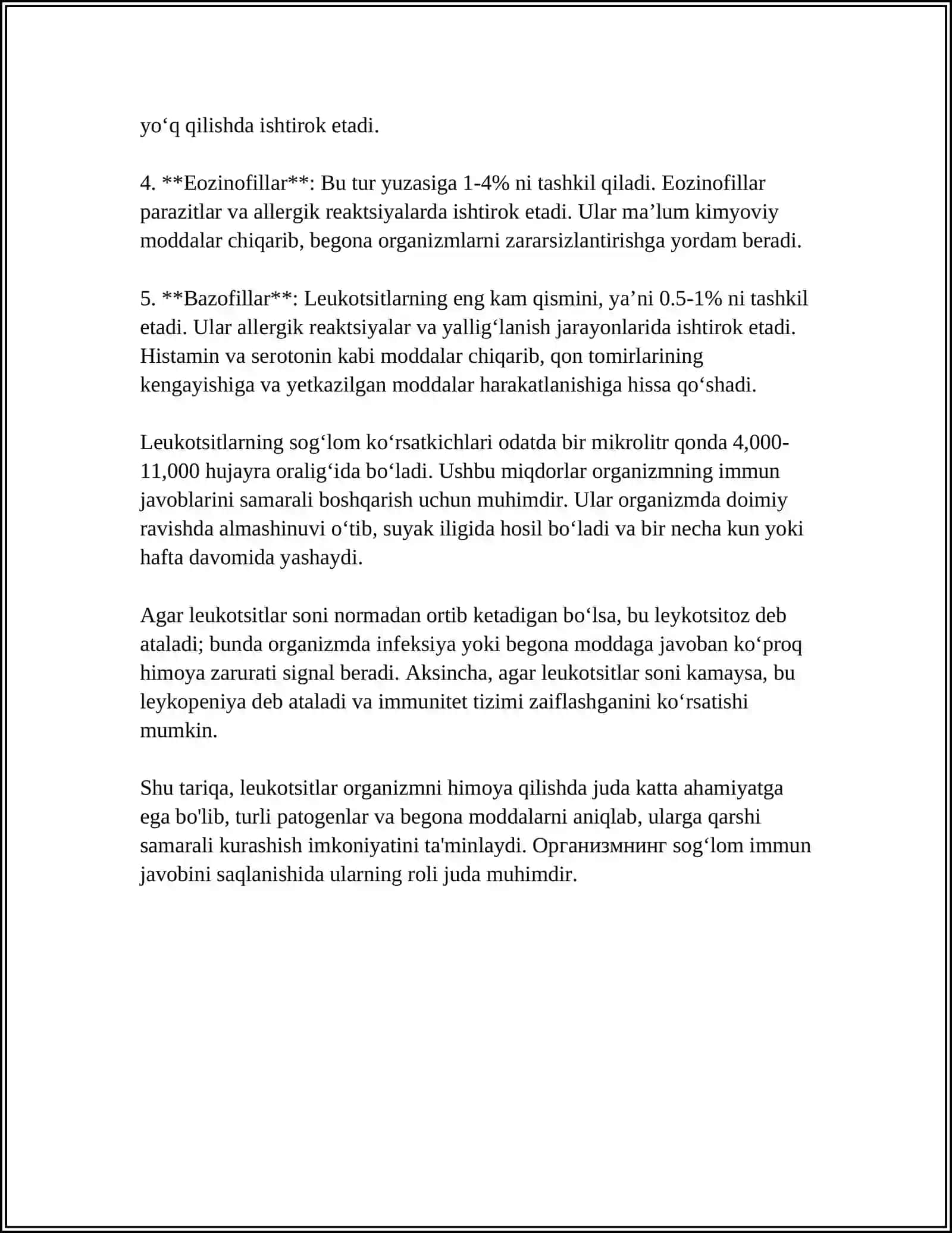 LEYKOSITLAR FIZALOGIYASI. GEMOTRANSFUZIYA. QON GURUHLARI.REZUS OMIL.QON QUYISH ASORATLARI 4