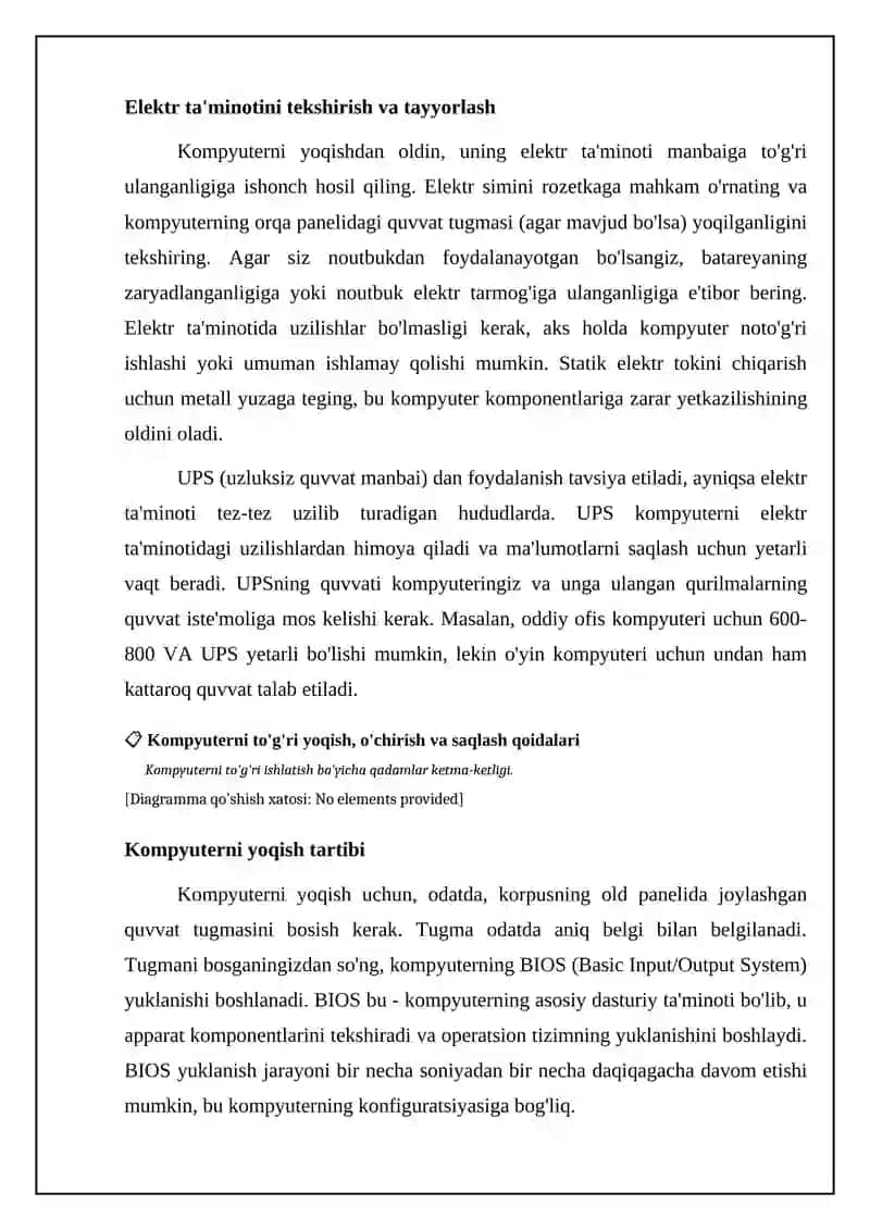 Kompyuterni to'g'ri yoqish, o'chirish va texnik xizmat ko'rsatish qoidalari 4