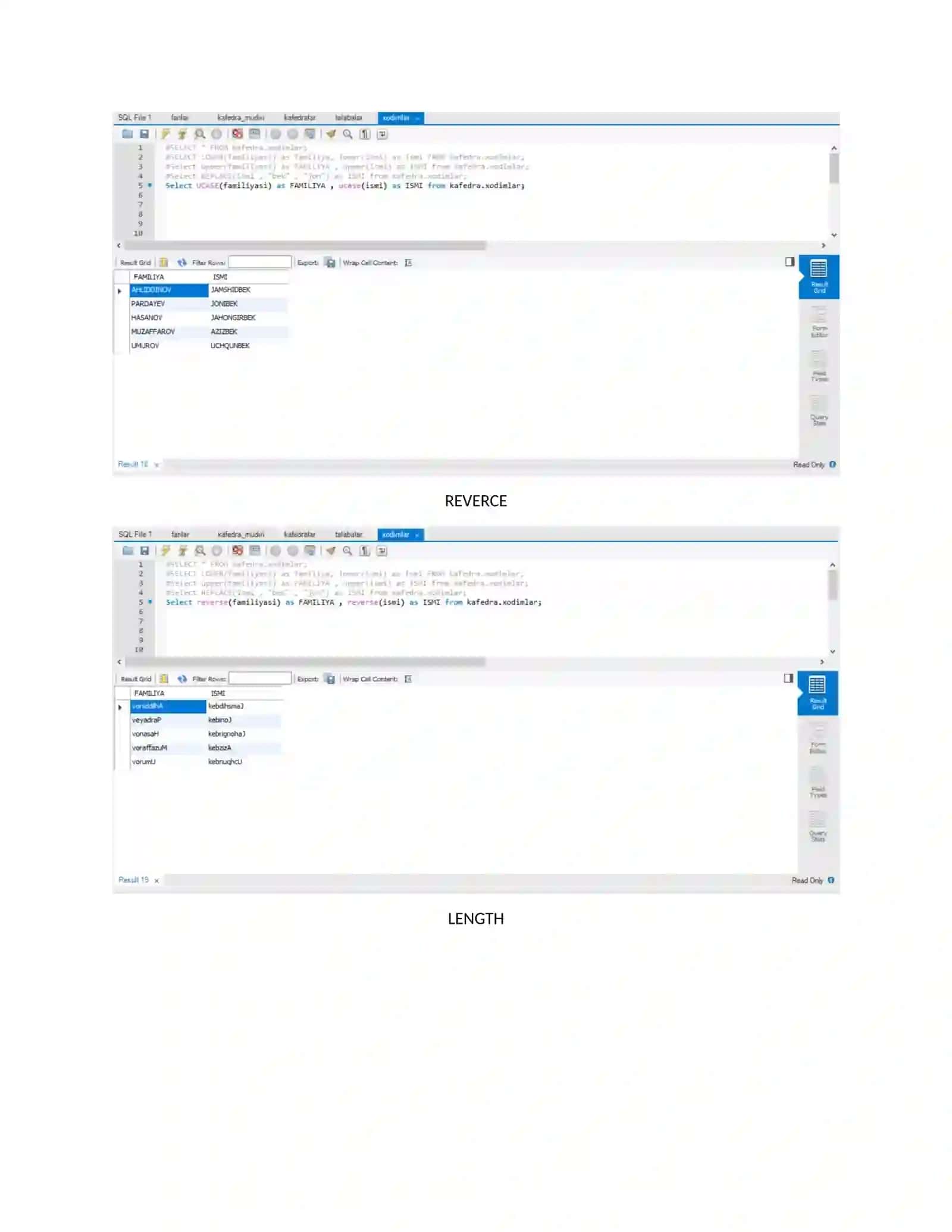 LOWER to COUNT(*) 4
