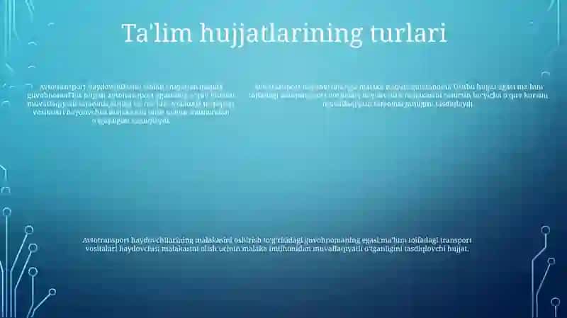 Avtotransport Vositalari Haydovchilarini Tayyorlash Bo'Yicha Ta'Lim Hujjatlari 4