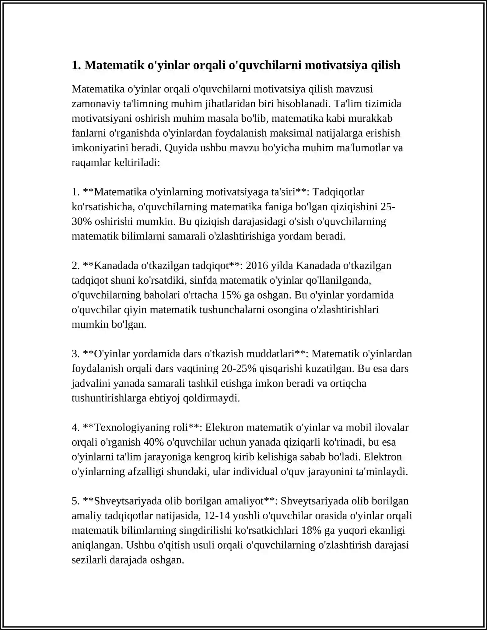 BOSHLANGʻICH SINFLARDA MATEMATIKADAN SINFDAN TASHQARI ISHLARNING MAZMUNI 4