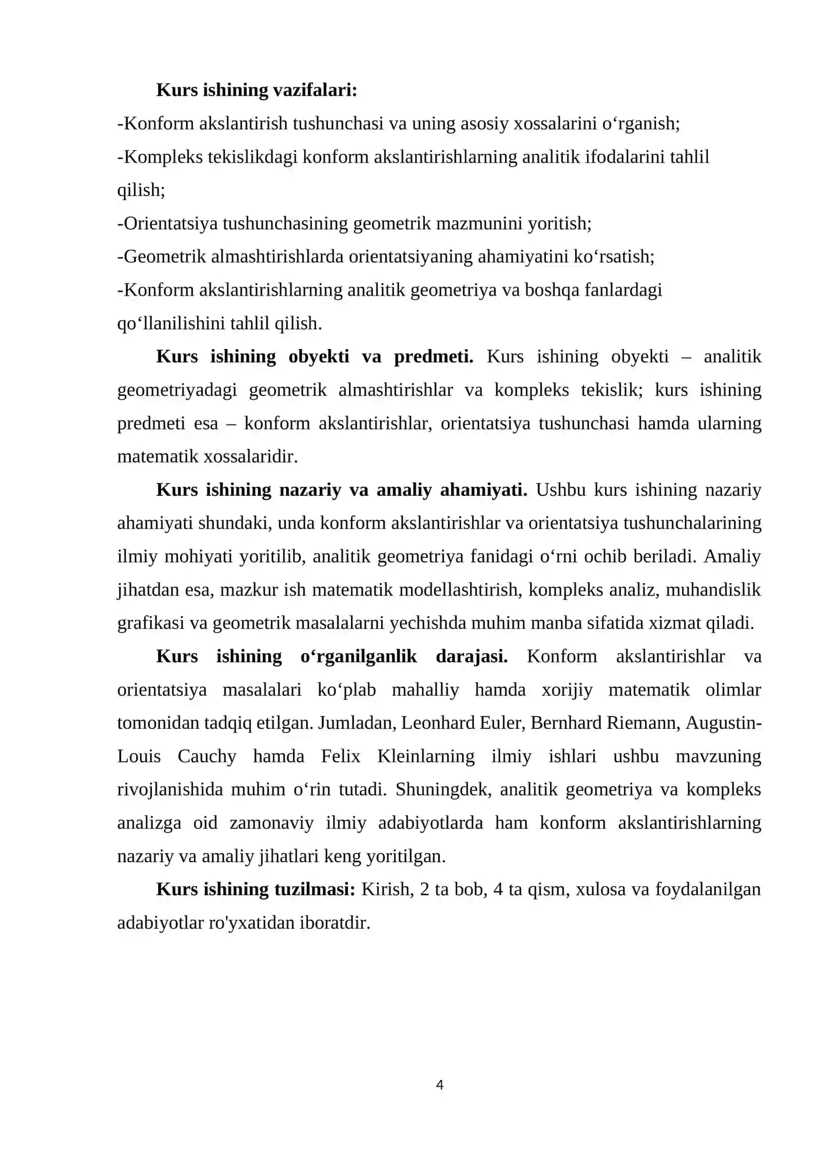 Konform akslantirishlar va orientatsiya 4