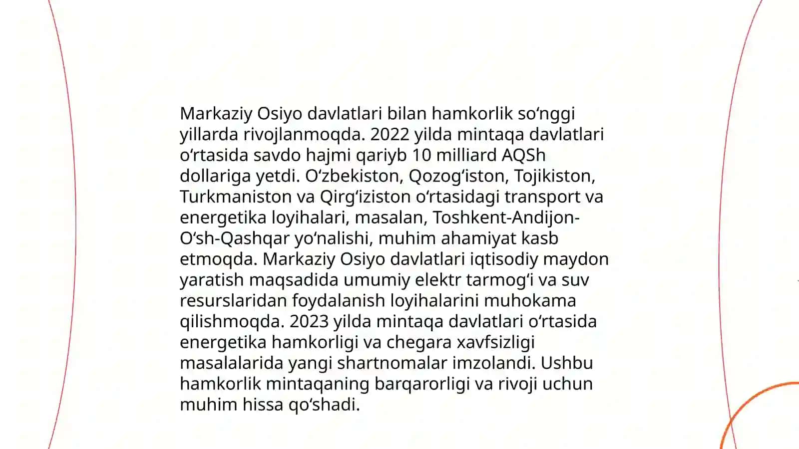 O‘zbekistonning Markaziy Osiyoda tinchlik va barqarorlik ta'minlashdagi o‘rni 4