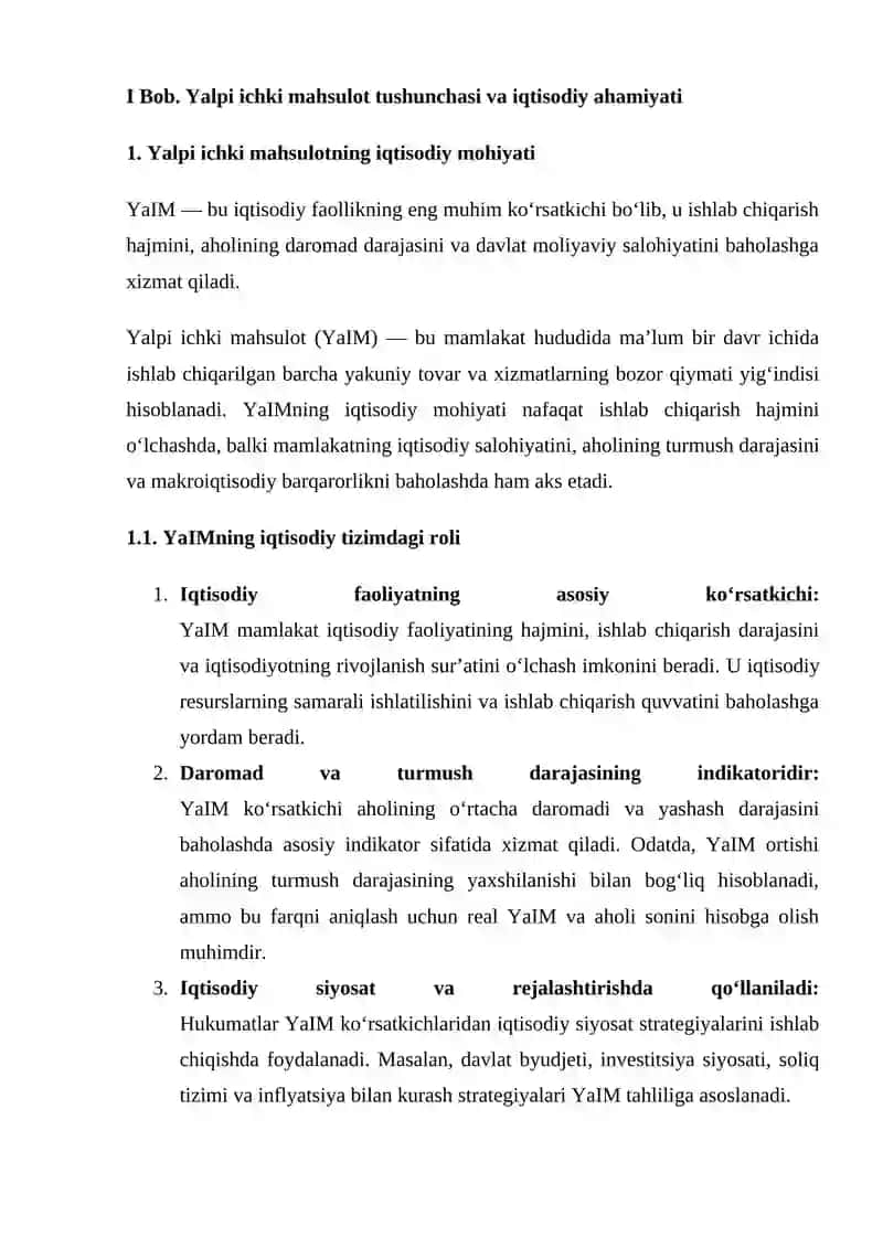 NOMINAL VA REAL YALPI ICHKI MAHSULOT (YAIM): TUSHUNCHASI, HISOBLASH USULLARI VA IQTISODIY AHAMIYATI 4