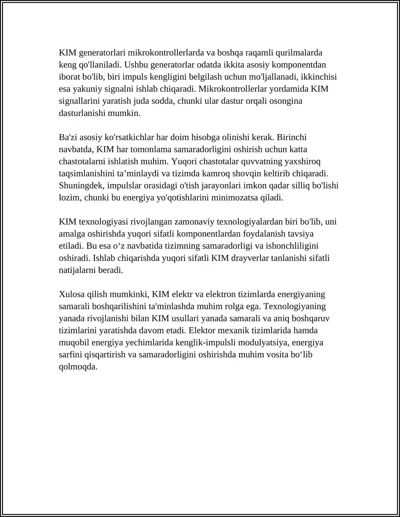 KENGLIK-IMPULSLI MODULYATSIYALASH ORQALI TIZIMLARNI TEKSHIRISH 4