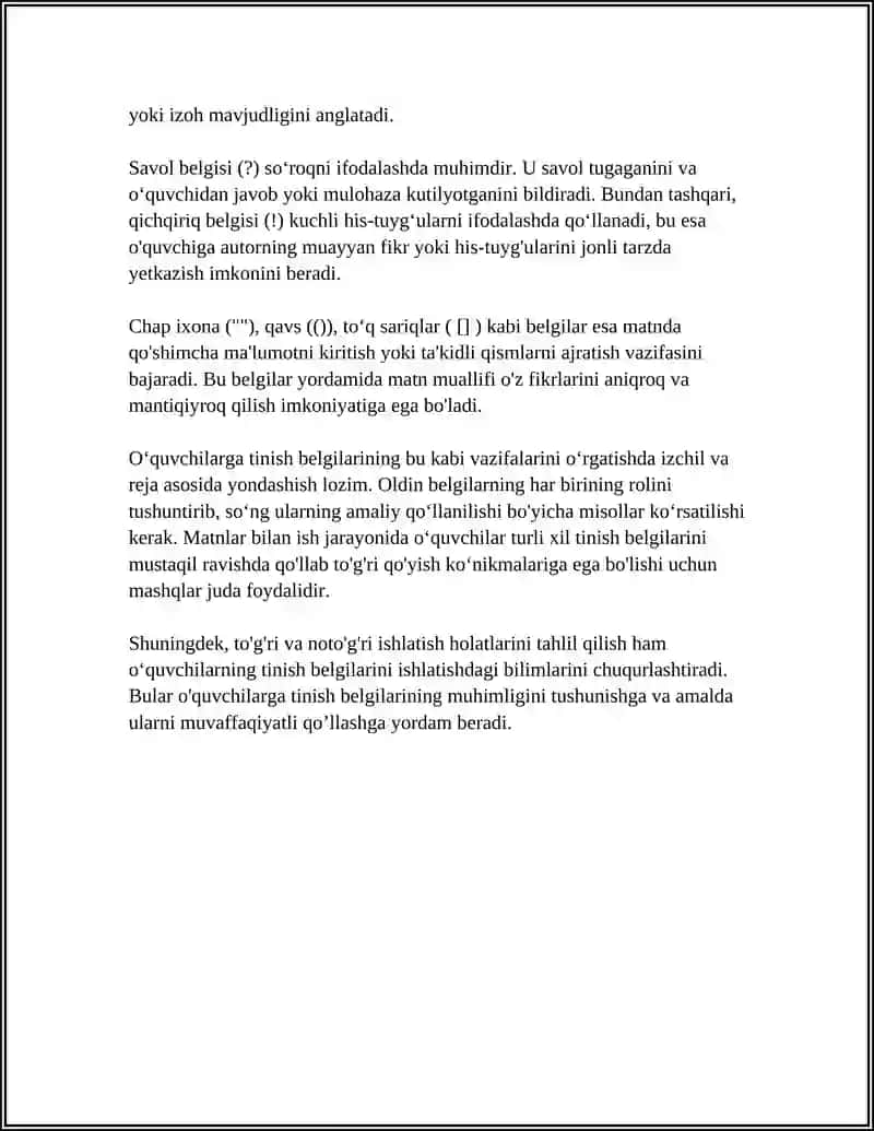 O‘QUVCHILARGA TINISH BELGILARINI ISHLATISH QOIDALARINI TOʻLA SINGDIRISH TEXNIKASI 4